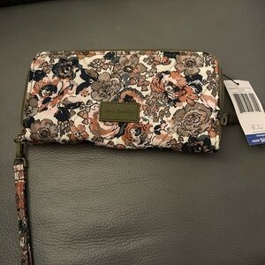 Vera Bradley petite exuberant Floral sage accordion Wristlet NWT